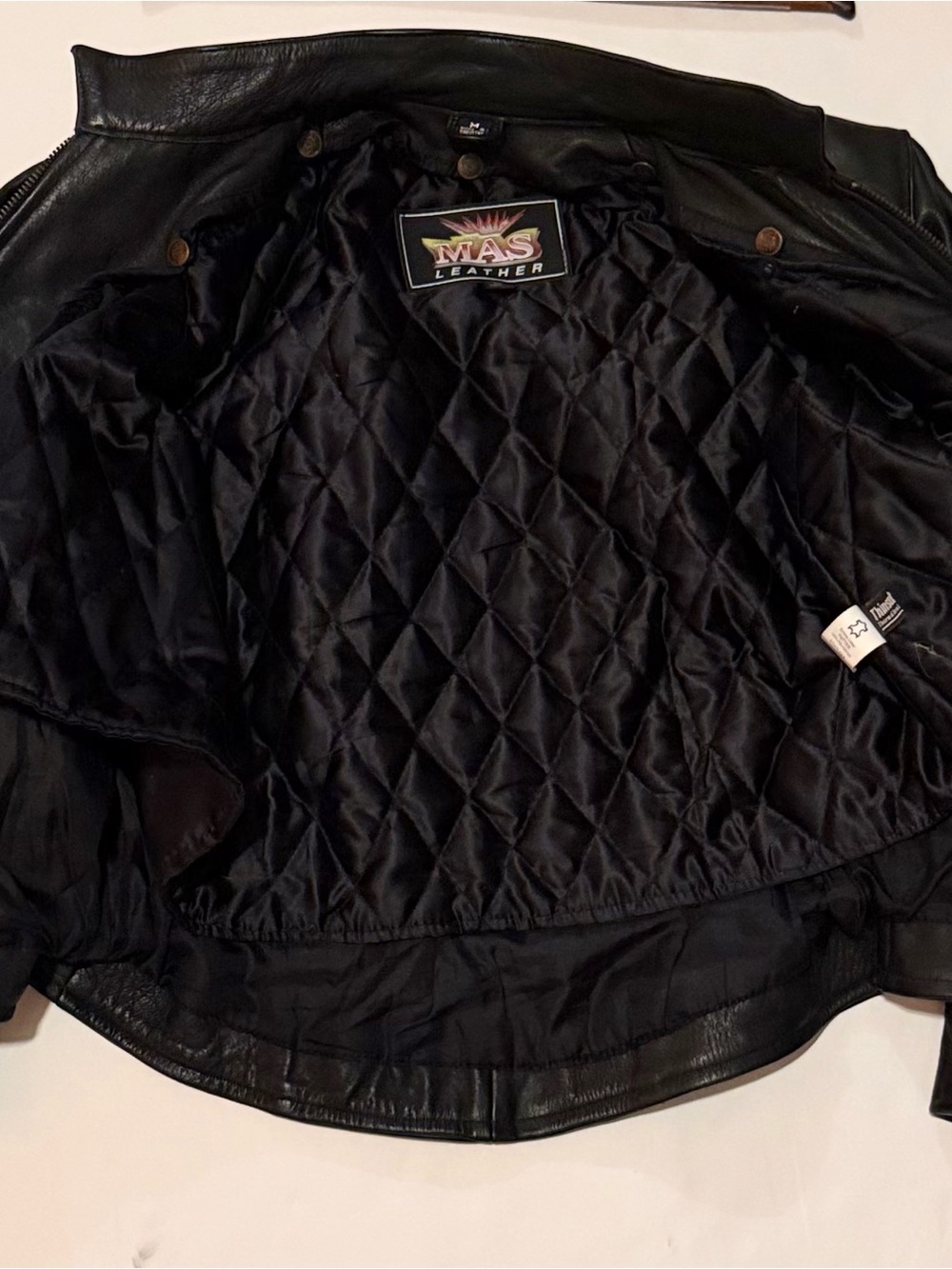 Men's Black Leather Zip-Front Jacket - Picture 5 of 6